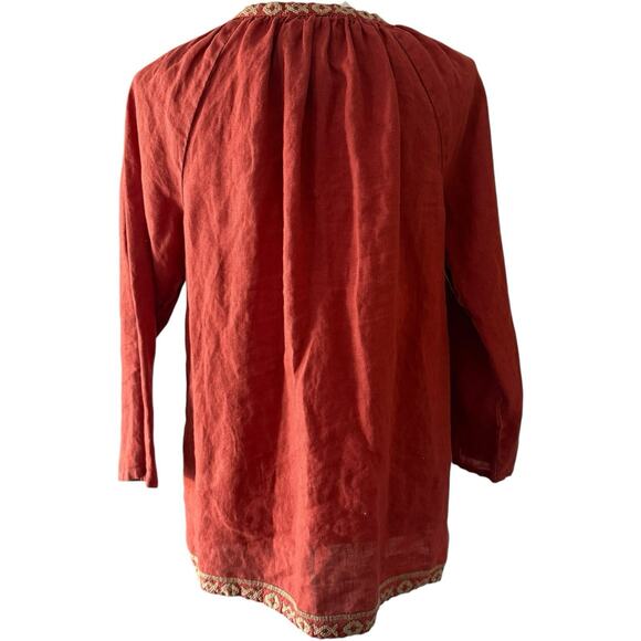 JOHNNY WAS Women’s Embroidered Linen Lightweight Tunic Top Burnt Orange Size S - Picture 8 of 10